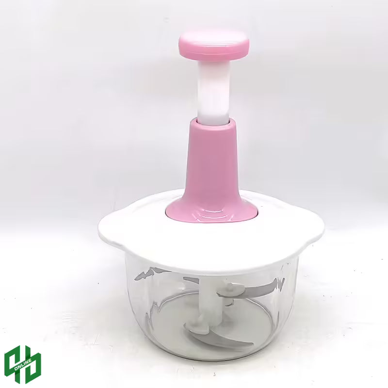 Manual 1.5L Food Chopper – Hand Press Vegetable Cutter & Food Processor with 3 Steel Blades