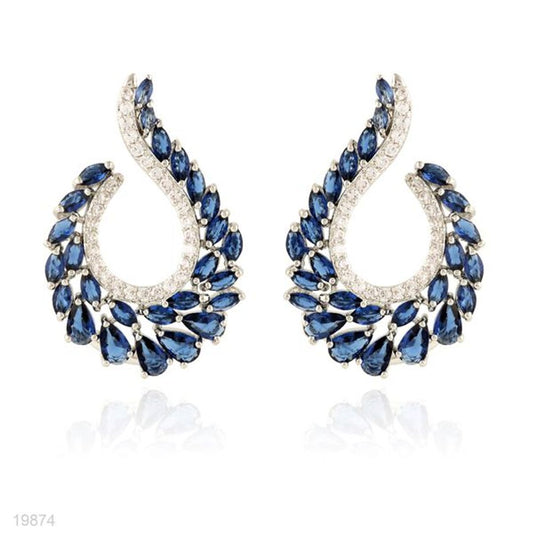 classy wave wreath blue earrings