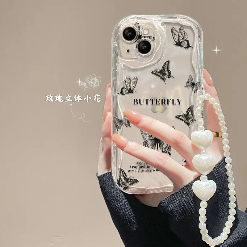 iPhone Flower Bracelet Wrist Chain Strap Phone Case