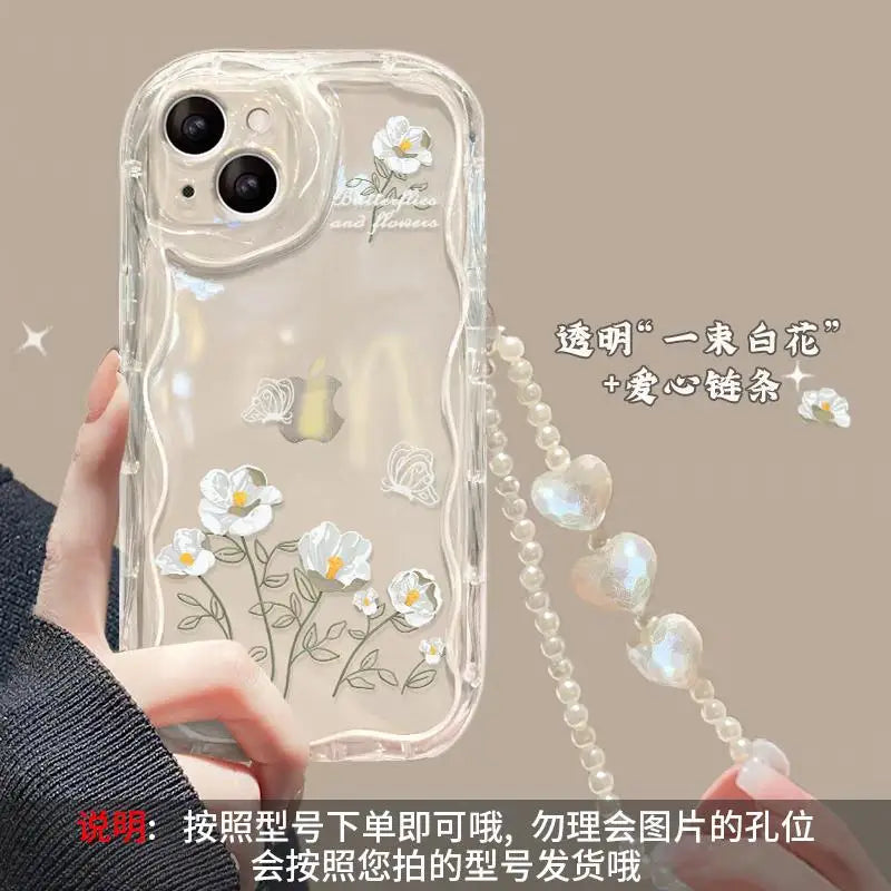 iPhone Flower Bracelet Wrist Chain Strap Phone Case