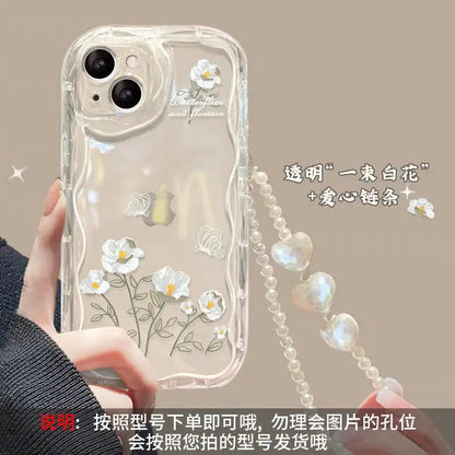 iPhone Flower Bracelet Wrist Chain Strap Phone Case