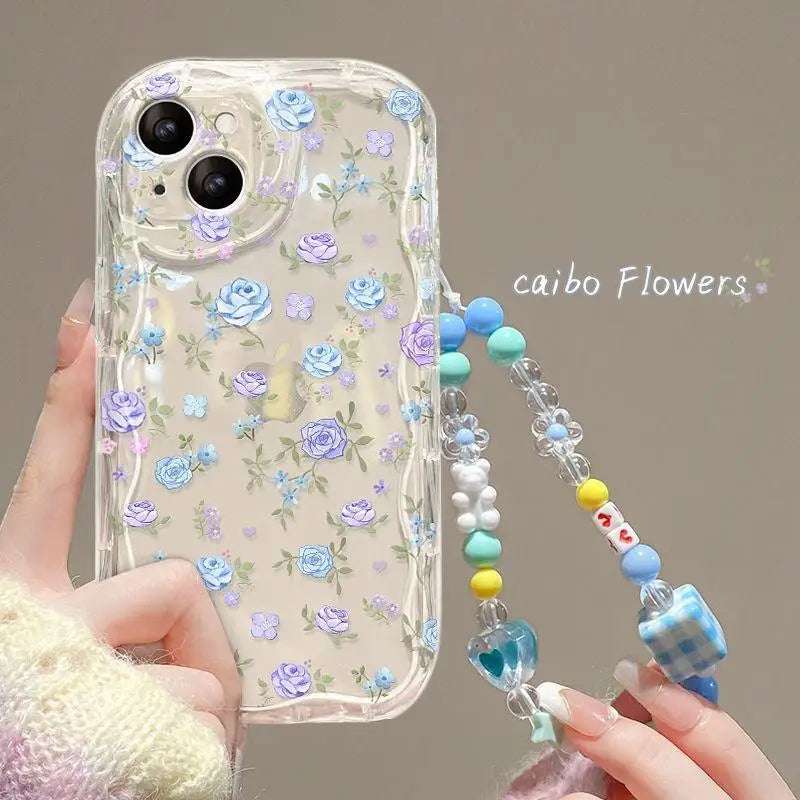 iPhone Flower Bracelet Wrist Chain Strap Phone Case