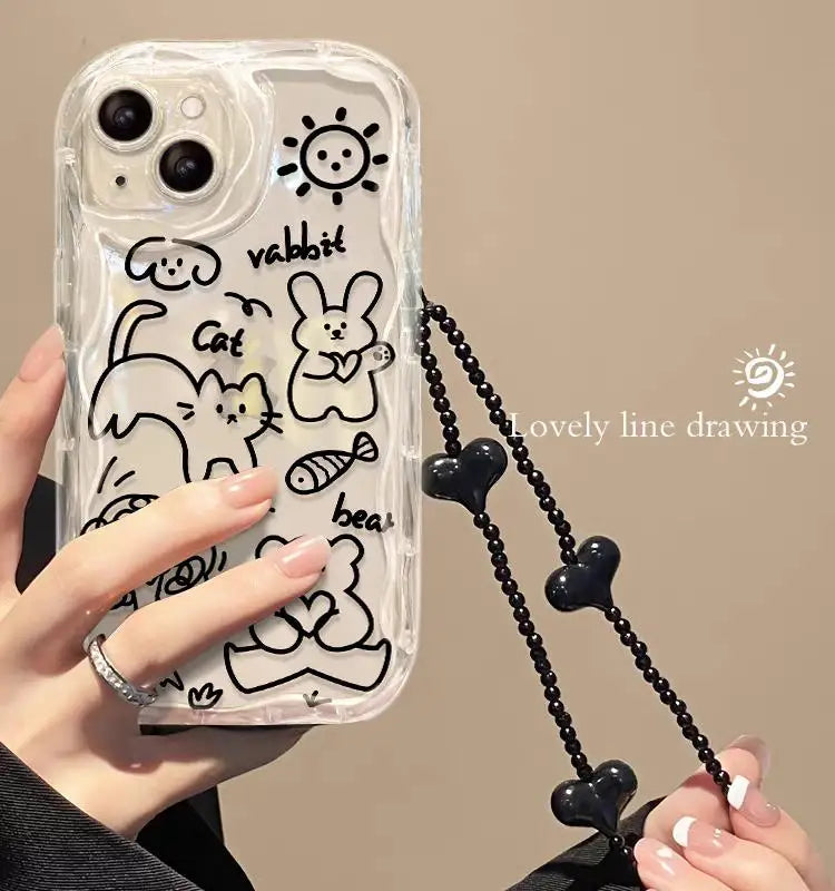iPhone Flower Bracelet Wrist Chain Strap Phone Case