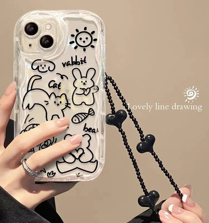 iPhone Flower Bracelet Wrist Chain Strap Phone Case