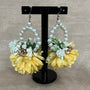 Yellow Artificial Flower Earrings, Bindia & Ring Set -